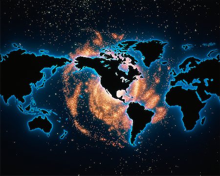 World Map and Galaxy Starfield Stock Photo - Rights-Managed, Code: 700-00005875
