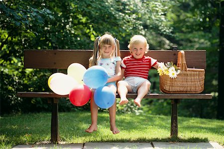Boy and Girl on Park Bench Stock Photo - Rights-Managed, Code: 700-00006973