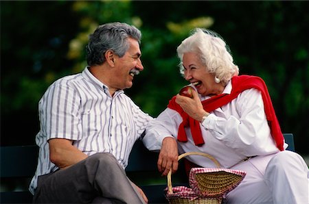 pic of old people sitting on park benches - Mature Couple on Park Bench Stock Photo - Rights-Managed, Code: 700-00008472