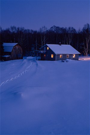 farm house night - Winter Twilight, Shamper's Bluff New Brunswick, Canada Stock Photo - Rights-Managed, Code: 700-00009257