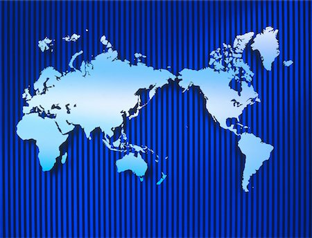 simsearch:700-00013951,k - Flat Map of World on Striped Background Stock Photo - Rights-Managed, Code: 700-00009615