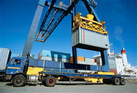 shipping containers on trucks - Container Terminal Saint John, New Brunswick, Canada Stock Photo - Rights-Managed, Code: 700-00002562
