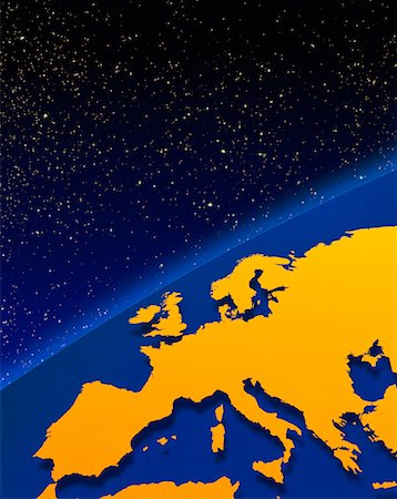 simsearch:700-00012077,k - Globe with Horizon and Starry Sky Europe Stock Photo - Rights-Managed, Code: 700-00014131