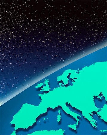 simsearch:700-00012077,k - Map of Europe with Horizon and Starry Sky Stock Photo - Rights-Managed, Code: 700-00014132