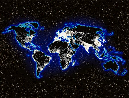 simsearch:700-00005860,k - World Population Density Map and Starry Sky Fotografie stock - Rights-Managed, Codice: 700-00014310