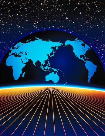 simsearch:700-00012076,k - World Map on Globe with Grid and Starry Sky Stock Photo - Rights-Managed, Code: 700-00014818