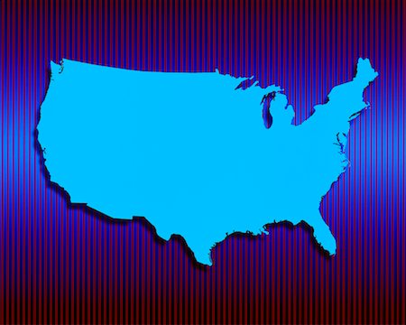 simsearch:700-00011636,k - Map of USA with Striped Background Foto de stock - Con derechos protegidos, Código: 700-00014851