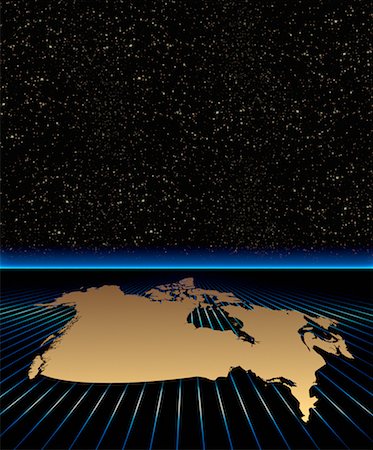 simsearch:700-00012073,k - Karte von Kanada und Alaska mit Raster und Horizont im Sternenhimmel Stockbilder - Lizenzpflichtiges, Bildnummer: 700-00014852