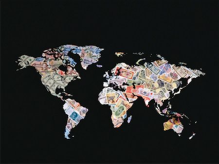 simsearch:700-00049960,k - Carte du monde en monnaie internationale Photographie de stock - Rights-Managed, Code: 700-00015036