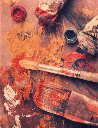 simsearch:700-00022440,k - Paintbrushes and Paint on Palette Stock Photo - Rights-Managed, Code: 700-00016694