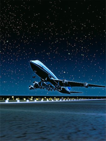 airplane in the sky at night