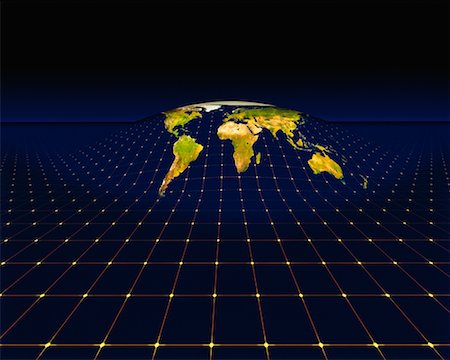 Relief Map of World with Grid Foto de stock - Con derechos protegidos, Código: 700-00017168