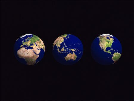 earth from space - Three Globes Displaying Continents of The World Stock Photo - Rights-Managed, Code: 700-00017171