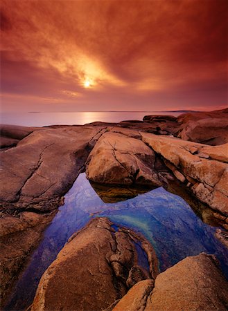 pozza di marea - Tidal Pool and Sunset Atlantic Coast Nova Scotia, Canada Fotografie stock - Rights-Managed, Codice: 700-00017716