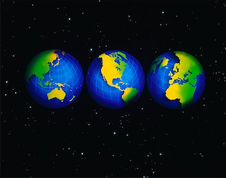simsearch:700-00012076,k - Three Globes Displaying Continents of The World Stock Photo - Rights-Managed, Code: 700-00017882