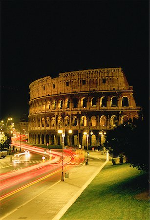 rome street scenes with coliseum - The Colosseum at Night Rome, Italy Stock Photo - Rights-Managed, Code: 700-00017933