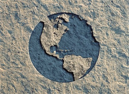 Globe Carved in Stone North and South America Foto de stock - Con derechos protegidos, Código: 700-00018550