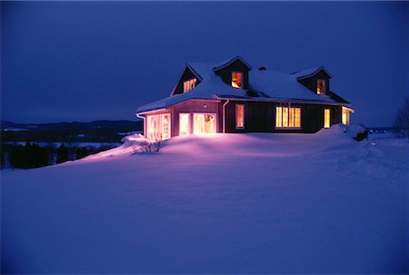 House in Winter at Twilight Shamper's Bluff, New Brunswick Canada Stock Photo - Rights-Managed, Code: 700-00011073