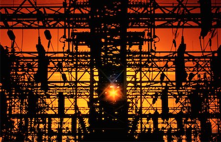 dale sanders - Silhouette of Power Substation At Sunset Stock Photo - Rights-Managed, Code: 700-00011087