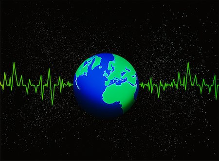 simsearch:700-00035637,k - Globe and Electrocardiogram in Space Stock Photo - Rights-Managed, Code: 700-00011524