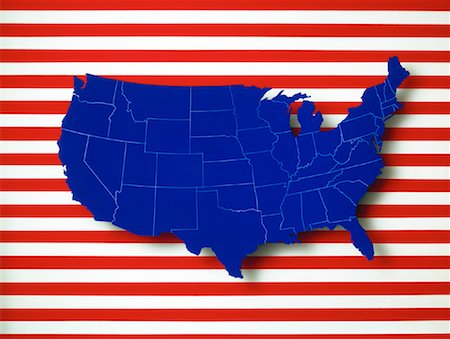 simsearch:700-00011636,k - Map of USA with State Lines and American Flag Foto de stock - Con derechos protegidos, Código: 700-00011636