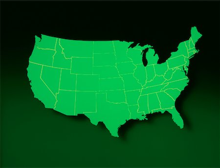 simsearch:700-00011636,k - Map of USA with State Lines Foto de stock - Con derechos protegidos, Código: 700-00011668