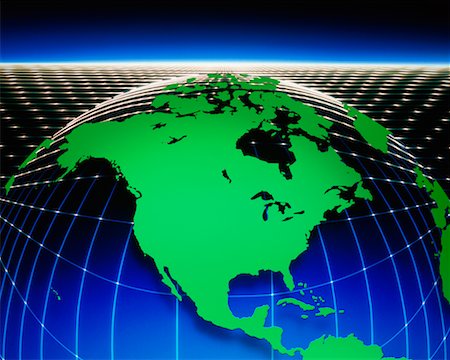 free trade - Globe with Grid and Horizon North America Fotografie stock - Rights-Managed, Codice: 700-00012232