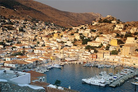 Aerial of Harbor Hydra, Greece Stock Photo - Rights-Managed, Code: 700-00012402