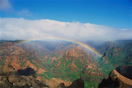 Waimea Canyon and Rainbow Kauai, Hawaii, USA Stock Photo - Rights-Managed, Code: 700-00012413