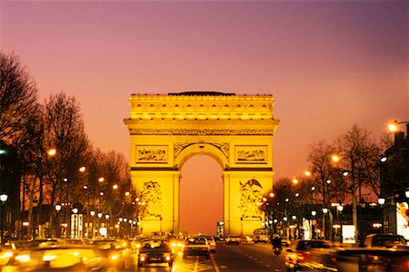 Arc de Triomphe at Night Paris, France Stock Photo - Rights-Managed, Code: 700-00012733