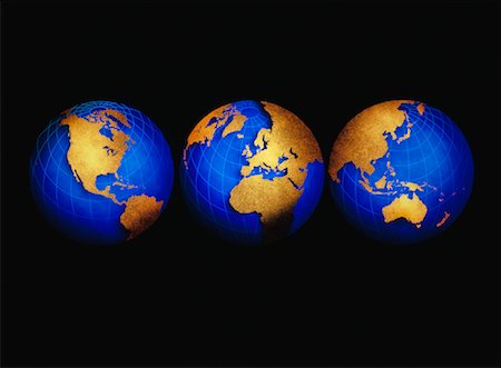 Globes North and South America Europe and Africa, Pacific Rim Stock Photo - Rights-Managed, Code: 700-00013027