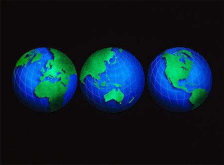 Globes Europe and Africa, Pacific Rim North and South America Stock Photo - Rights-Managed, Code: 700-00013022