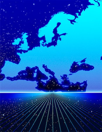 simsearch:700-00012077,k - Map and Grid with Starry Sky Europe Stock Photo - Rights-Managed, Code: 700-00013036