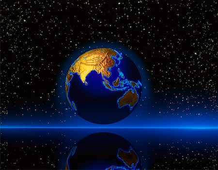 Globe and Horizon with Starry Sky Starry Sky Pacific Rim Stock Photo - Rights-Managed, Code: 700-00013044