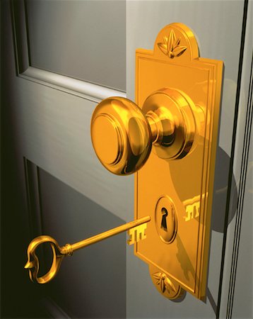door knobs and keys and keyholes - Skeleton Key and Door Stock Photo - Rights-Managed, Code: 700-00013273
