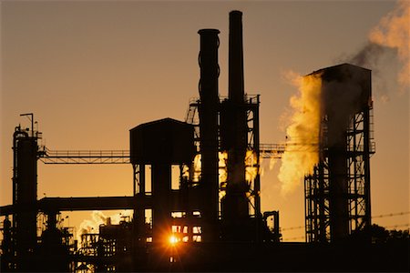 Silhouette of Refinery at Sunset Ontario, Canada Stock Photo - Rights-Managed, Code: 700-00013465
