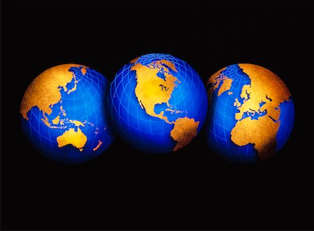 simsearch:700-00012076,k - Three Globes Displaying Continents of the World Stock Photo - Rights-Managed, Code: 700-00013565