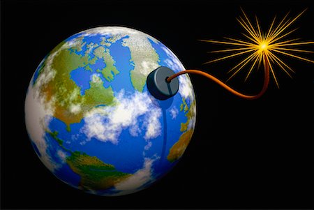 simsearch:640-06051271,k - Earth and Bomb with Burning Fuse Foto de stock - Direito Controlado, Número: 700-00013686