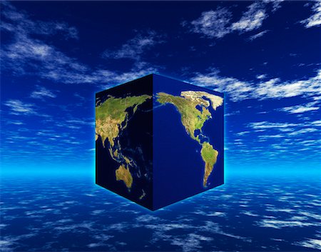 simsearch:700-00042293,k - Globe as Cube North and South America, Pacific Rim Stock Photo - Rights-Managed, Code: 700-00024443