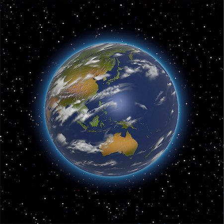 earth from space - Globe dans le ciel étoilé du Pacifique Photographie de stock - Rights-Managed, Code: 700-00024703