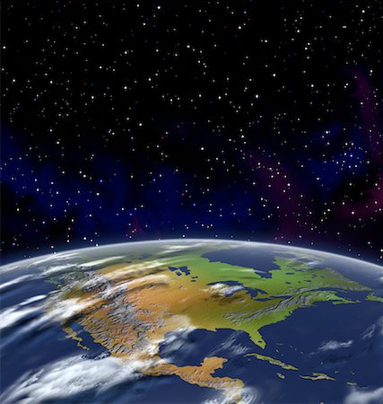 earth from space - Globe dans le ciel étoilé en Amérique du Nord Photographie de stock - Rights-Managed, Code: 700-00024712