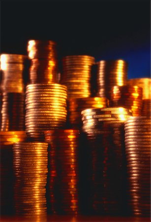Gros plan des empilements de pièces de monnaie Photographie de stock - Rights-Managed, Code: 700-00024832
