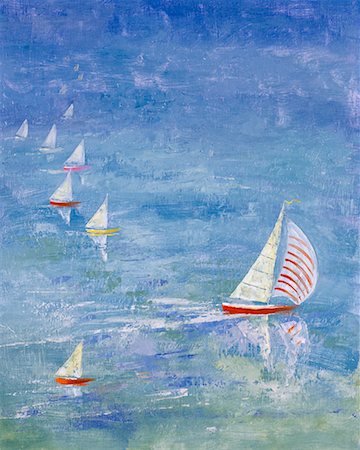 Illustration of Sail Boats on Water Stock Photo - Rights-Managed, Code: 700-00025624