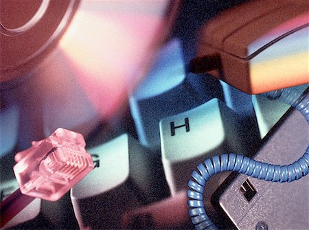 Computer Keyboard and Mouse, Telephone Cord and Compact Disc Stock Photo - Rights-Managed, Code: 700-00026193