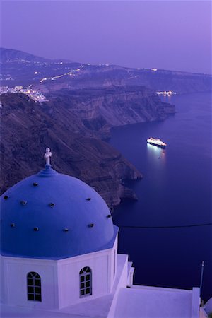 Imerovigli at Dusk Santorini, Greece Foto de stock - Con derechos protegidos, Código: 700-00026376