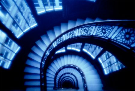rookery - Regardant vers le bas de l'escalier en colimaçon dans Rookery Building, Chicago, Illinois, Etats-Unis Photographie de stock - Rights-Managed, Code: 700-00026406