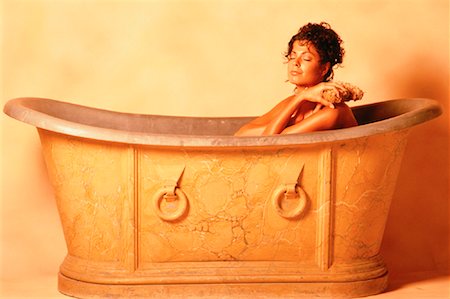 sponge bath woman - Woman in Bathtub Stock Photo - Rights-Managed, Code: 700-00027186