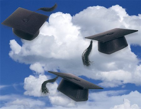 Mortarboards Floating in Sky Stock Photo - Rights-Managed, Code: 700-00027245