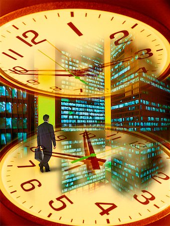 simsearch:700-00032848,k - Businessman, Clocks and Office Towers Stock Photo - Rights-Managed, Code: 700-00027909