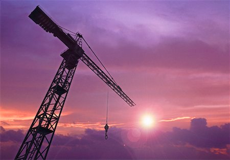 simsearch:700-00066600,k - Silhouette of Construction Crane At Sunset Foto de stock - Con derechos protegidos, Código: 700-00028056